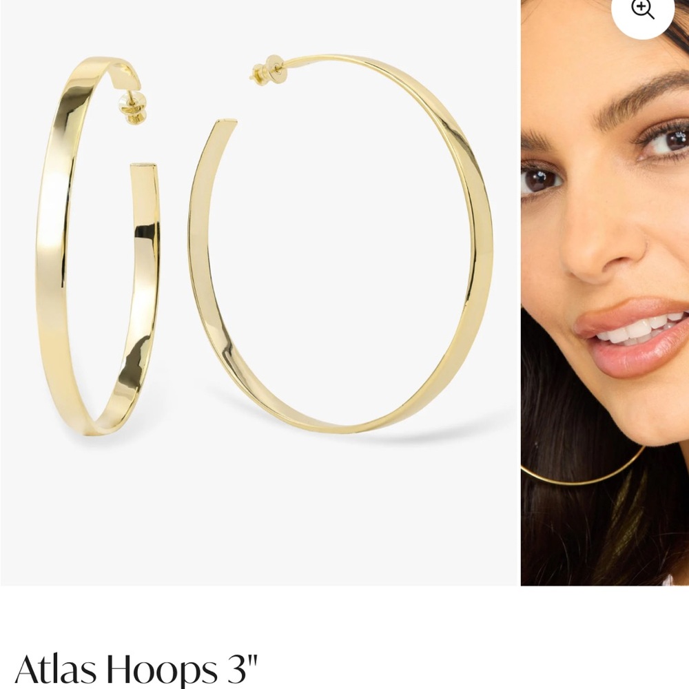 Melinda Maria Gold Atlas Hoop Earrings - Picture 4 of 5